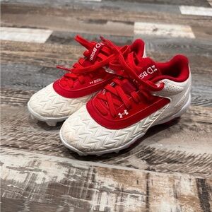 Under Armour Kids Red and White baseball cleats